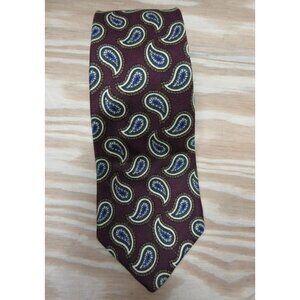 VINTAGE J Press Neck Tie Red Burlington Knot Silk Paisley Woven